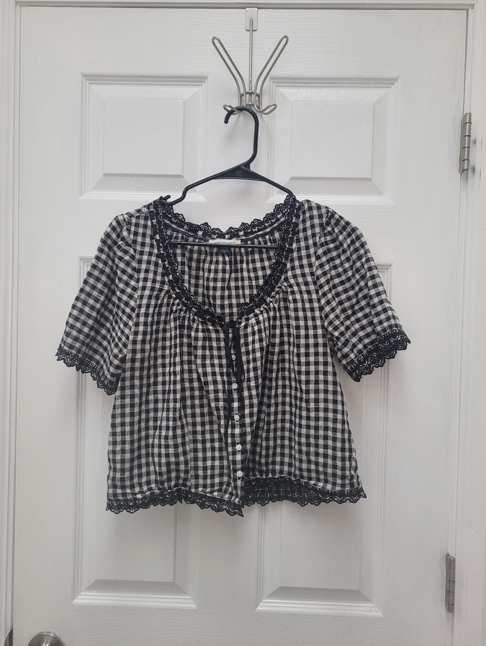 American Eagle Gingham Blouse, Sz M